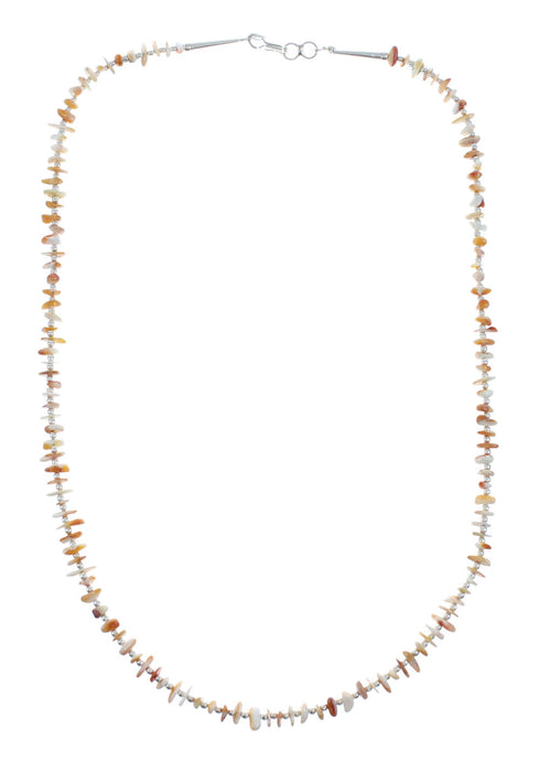 Orange Oyster Shell Sterling Silver Bead Necklace X10417