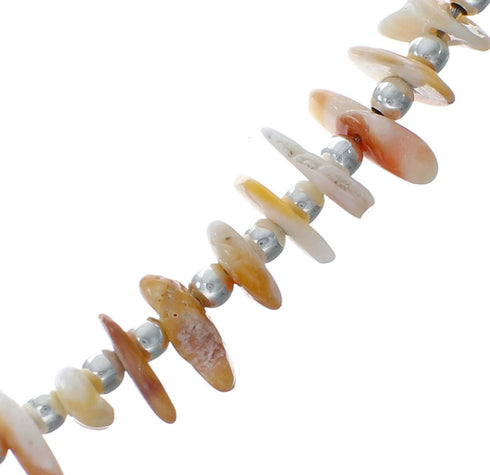 Orange Oyster Shell Sterling Silver Bead Necklace X10417