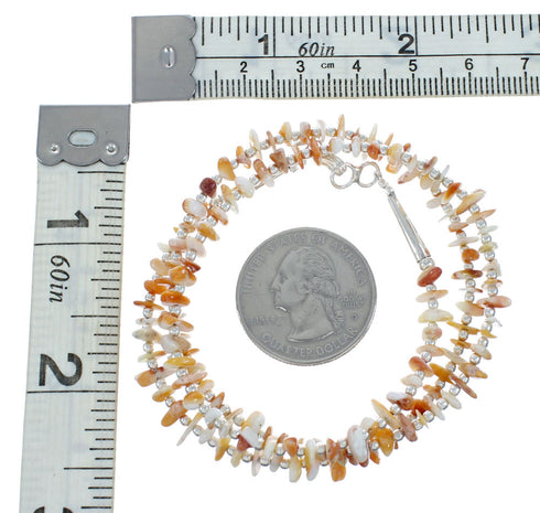Orange Oyster Shell Sterling Silver Bead Necklace X10417