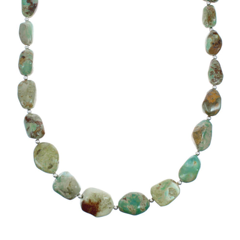 Navajo Sterling Silver And Turquoise Bead Necklace X10421