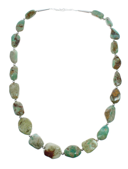 Navajo Sterling Silver And Turquoise Bead Necklace X10421