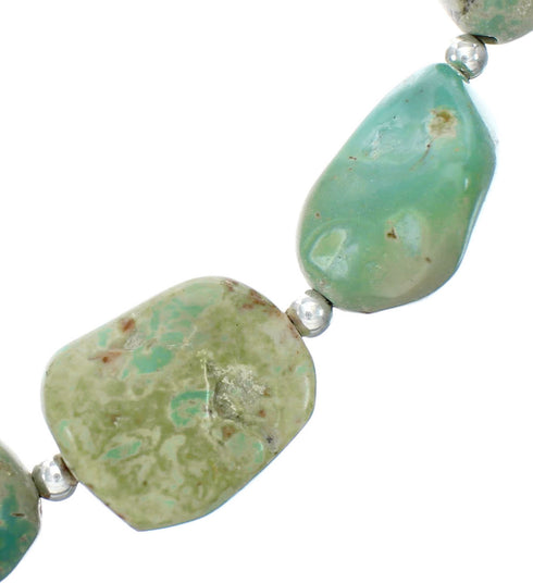 Navajo Sterling Silver And Turquoise Bead Necklace X10421