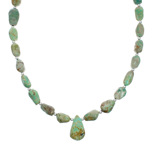 Native American Sterling Silver And Turquoise Bead Necklace X10422