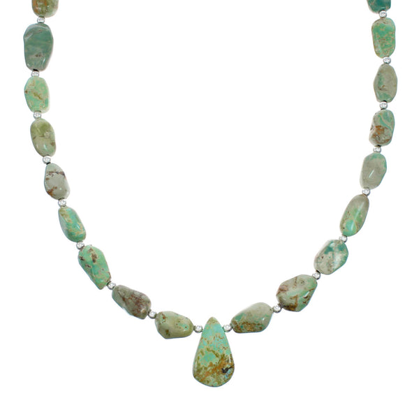 Native American Sterling Silver And Turquoise Bead Necklace X10422