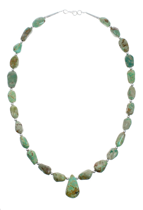 Native American Sterling Silver And Turquoise Bead Necklace X10422