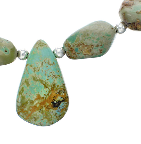 Native American Sterling Silver And Turquoise Bead Necklace X10422