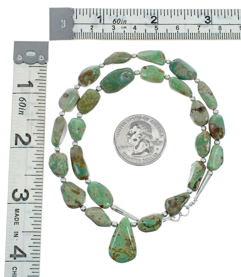 Native American Sterling Silver And Turquoise Bead Necklace X10422