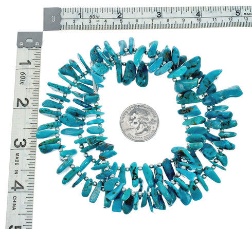 Native American Turquoise And Sterling Silver Bead Necklace X10423