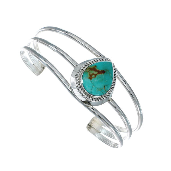 Native American Sterling Silver Turquoise Tear Drop Cuff Bracelet X10427