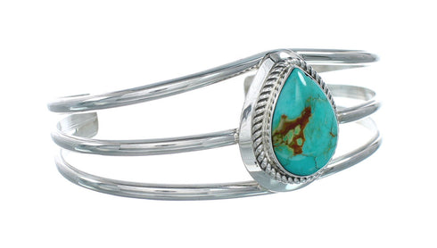 Native American Sterling Silver Turquoise Tear Drop Cuff Bracelet X10427