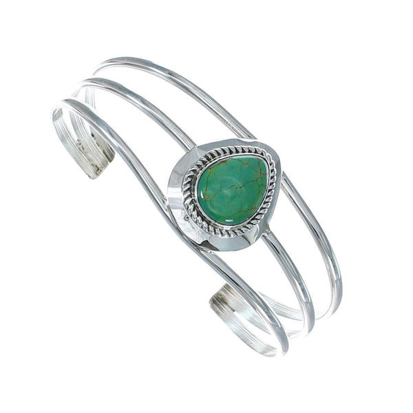Native American Turquoise Sterling Silver Tear Drop Navajo Cuff Bracelet X10435