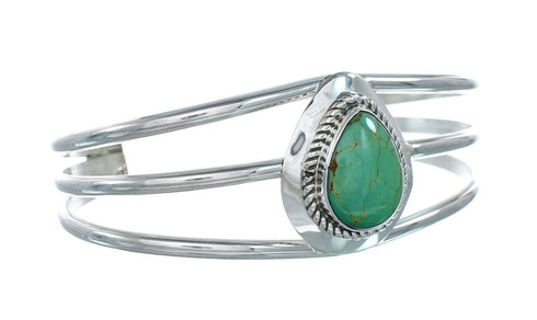 Native American Turquoise Sterling Silver Tear Drop Navajo Cuff Bracelet X10435