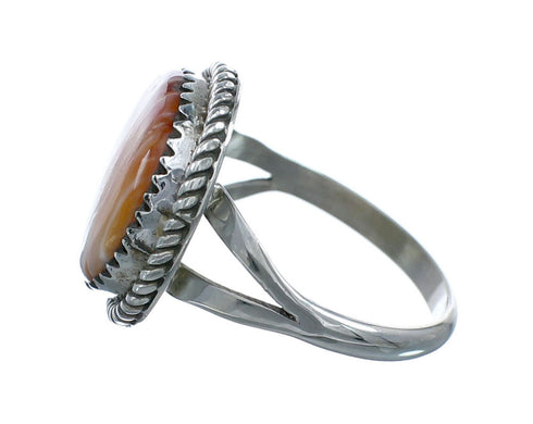 Oyster Shell Sterling Silver Navajo Ring Size 8-3/4 X10449