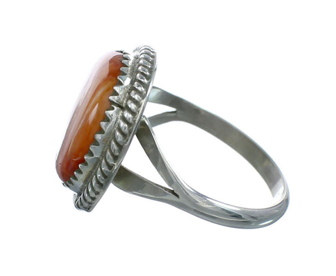 Oyster Shell Sterling Silver Navajo Ring Size 7-3/4 X10452