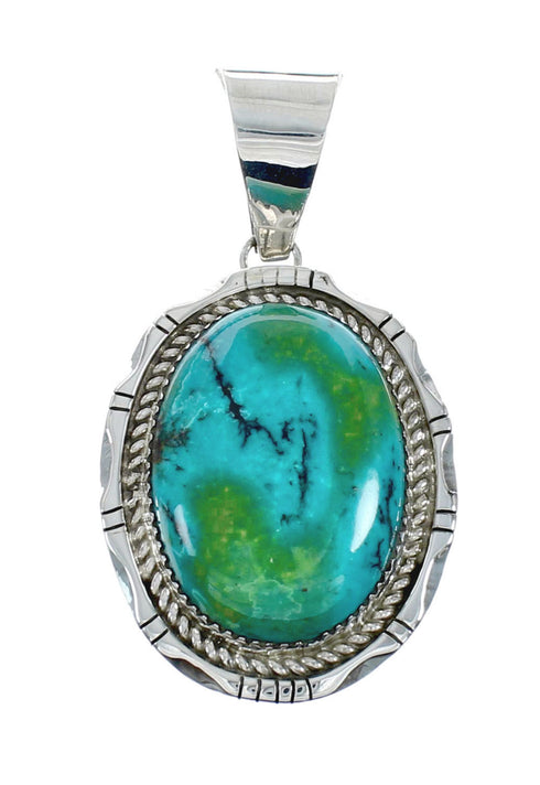 Native American Turquoise Sterling Silver Navajo Pendant Bead Necklace X10639