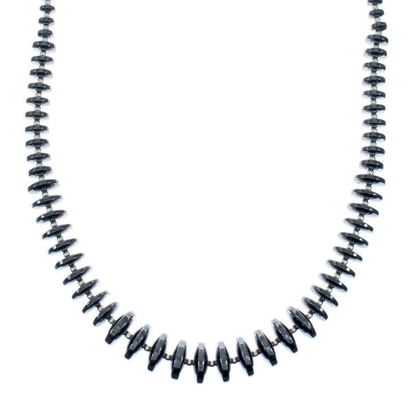 Hematite Authentic Sterling Silver Native American Bead Necklace X10646
