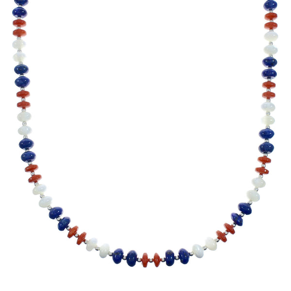 Navajo Multicolor Sterling Silver Bead Necklace X10647