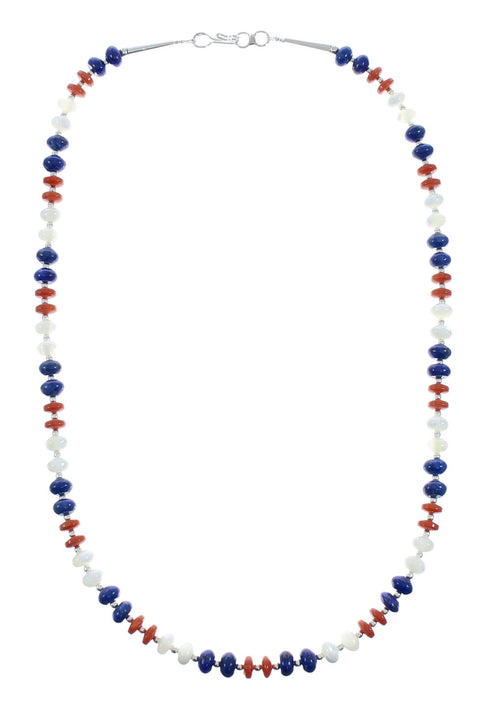 Navajo Multicolor Sterling Silver Bead Necklace X10647
