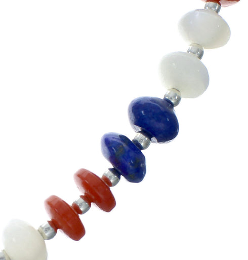 Navajo Multicolor Sterling Silver Bead Necklace X10647
