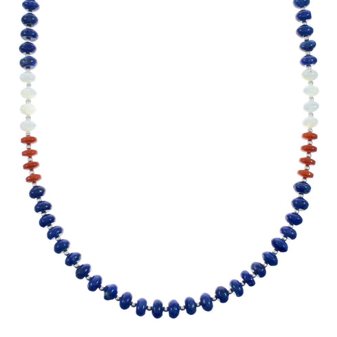 Native American Navajo Multicolor Sterling Silver Bead Necklace X10648