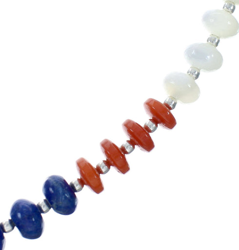 Native American Navajo Multicolor Sterling Silver Bead Necklace X10648