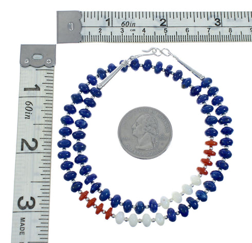 Native American Navajo Multicolor Sterling Silver Bead Necklace X10648