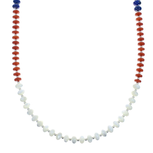 Native American Navajo Multicolor Sterling Silver Bead Necklace X10649