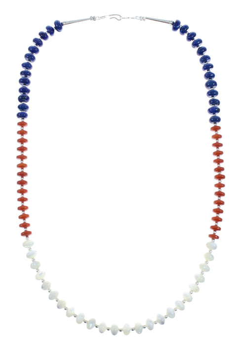 Native American Navajo Multicolor Sterling Silver Bead Necklace X10649