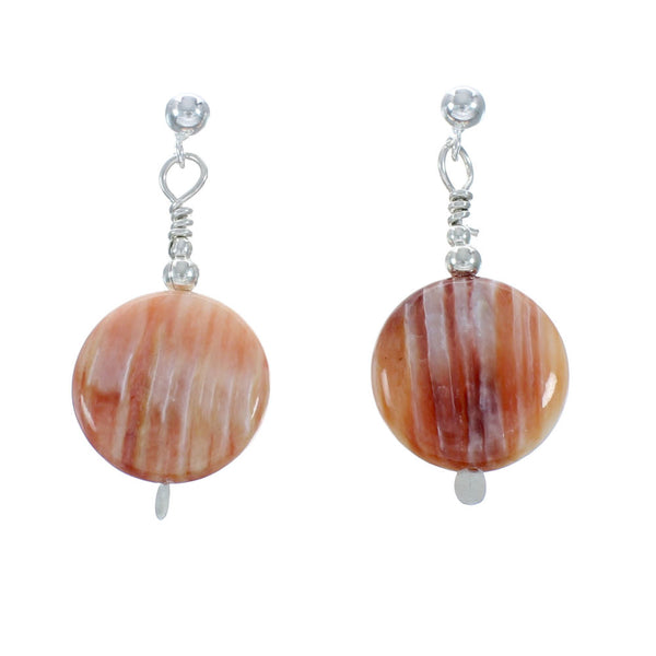 Native American Oyster Shell Sterling Silver Post Dangle Earrings X10467