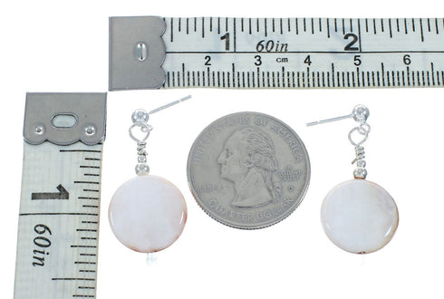 Native American Oyster Shell Sterling Silver Post Dangle Earrings X10467