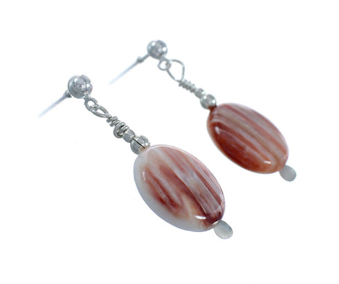 Native American Oyster Shell Sterling Silver Post Dangle Earrings X10468