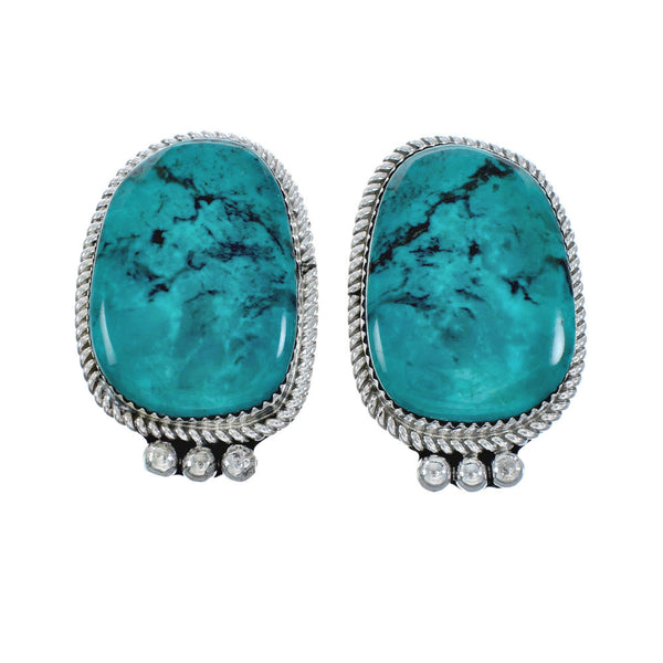 Native American Navajo Turquoise Sterling Silver Post Earrings X10497