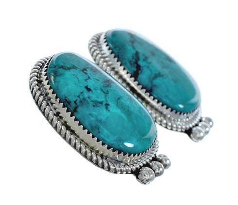Native American Navajo Turquoise Sterling Silver Post Earrings X10497
