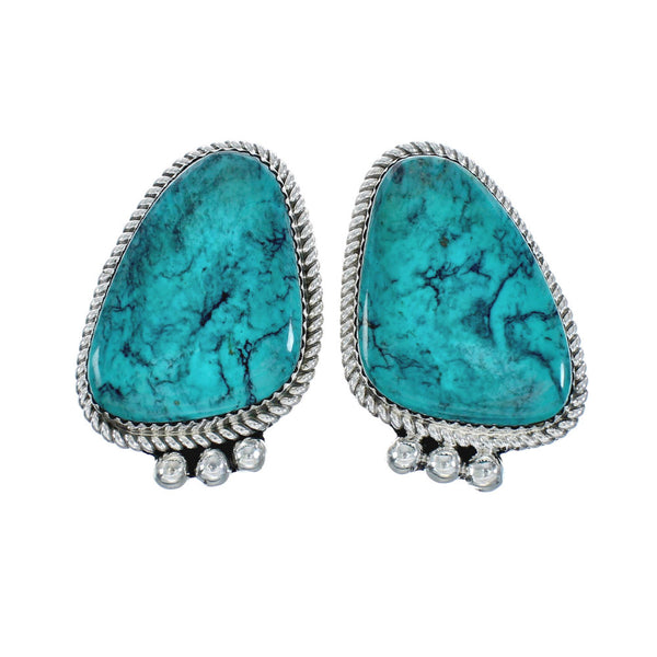 Native American Navajo Turquoise Sterling Silver Post Earrings X10498