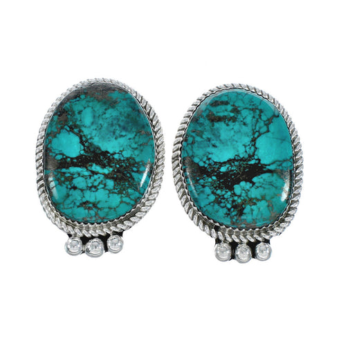 Navajo Turquoise Sterling Silver Native American Post Earrings X10499