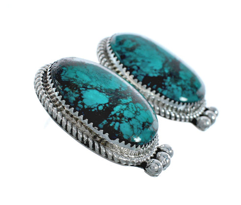 Navajo Turquoise Sterling Silver Native American Post Earrings X10499