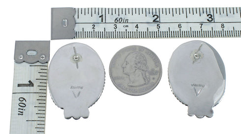 Navajo Turquoise Sterling Silver Native American Post Earrings X10499