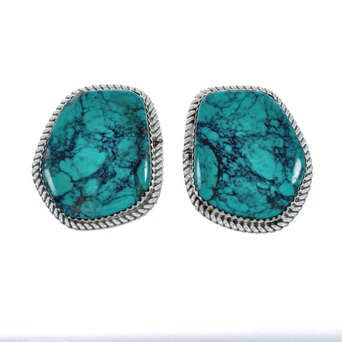 Native American Turquoise Sterling Silver Post Earrings X10502