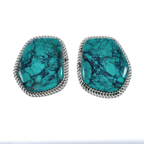 Native American Turquoise Sterling Silver Post Earrings X10502
