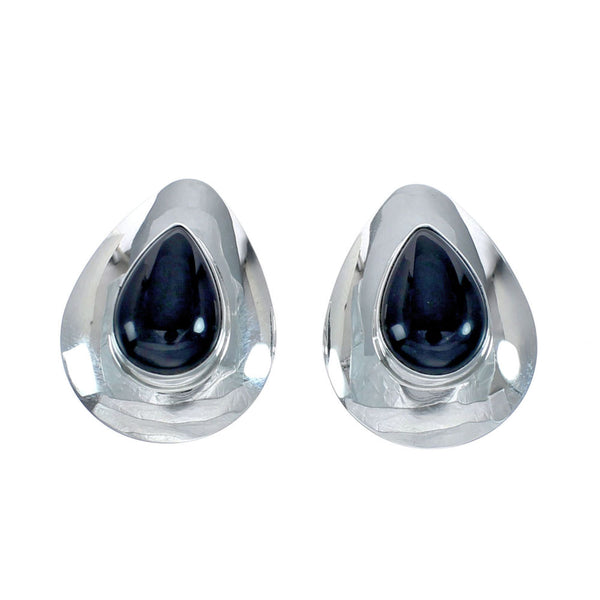 Navajo Black Onyx and Sterling Silver Post Earrings X10510