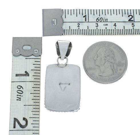 Turquoise Inlay Navajo Authentic Sterling Silver Pendant X10650