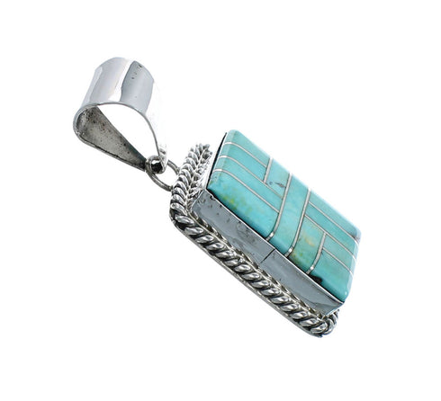Turquoise Inlay Navajo Authentic Sterling Silver Pendant X10652