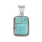 Authentic Navajo Turquoise Inlay Sterling Silver Pendant X10653