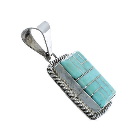 Authentic Navajo Turquoise Inlay Sterling Silver Pendant X10653