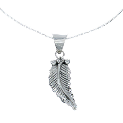 Navajo Sterling Silver Leaf Pendant 16" Box Italian Chain Necklace Set X10678