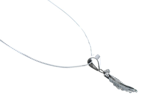 Navajo Sterling Silver Leaf Pendant 16" Box Italian Chain Necklace Set X10678