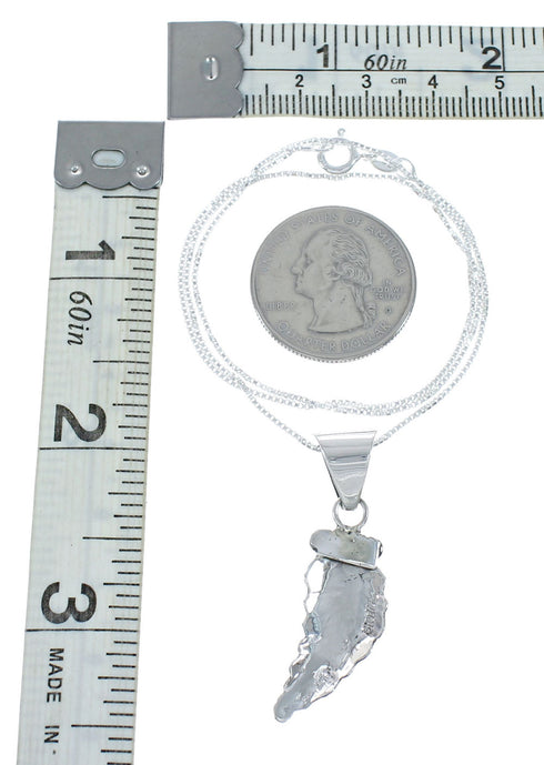 Navajo Sterling Silver Leaf Pendant 16" Box Italian Chain Necklace Set X10678