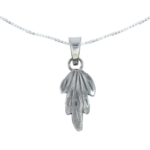 Navajo Sterling Silver Leaf Pendant 16" Box Italian Chain Necklace Set X10682
