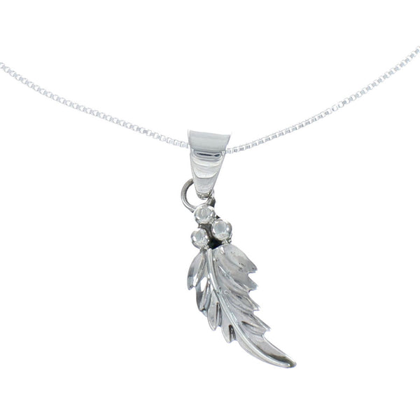 Navajo Sterling Silver Leaf Pendant 16" Box Italian Chain Necklace Set X10683