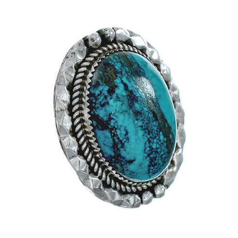 Genuine Turquoise Sterling Silver Navajo Statement Ring Size 10 X10570